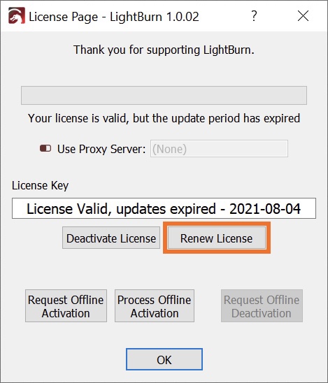 Lightburn License Expiry And Updates Darkly Labs